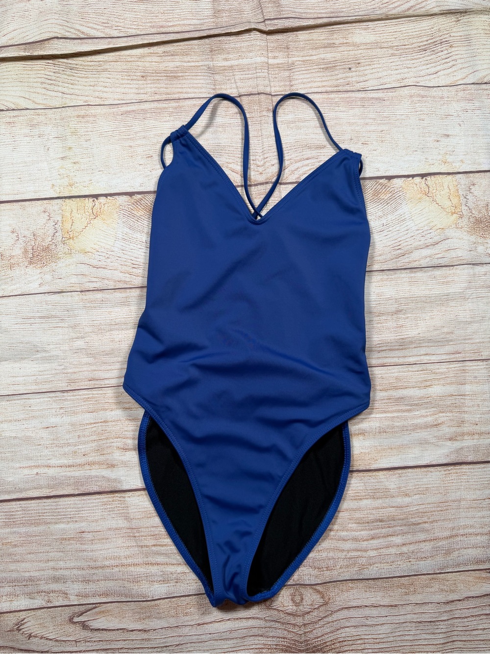 ASOS Royal Blue V‑Neck One-Piece Swimsuit‎ Strappy